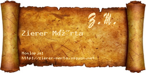 Zierer Márta névjegykártya